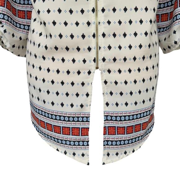 Firuzé Aztec Pattern Long Sleeve Blouse Full Zippered Back, Women’s Medium - Picture 7 of 7